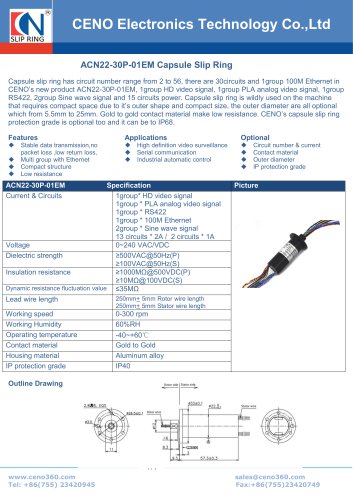 slip ring with PLA signal ACN22-30P-01EM CENO