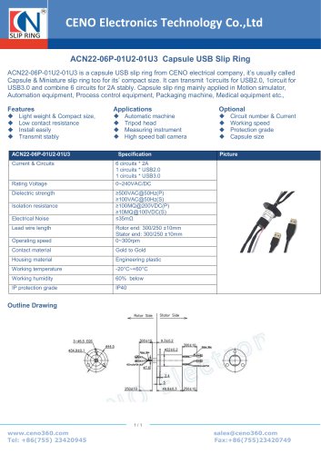 USB3.0 slip ring ACN22-06P-01U2-01U3