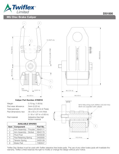 DS1000 MU Disc Brake Caliper