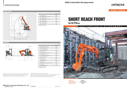 SHORT REACH FRONT zaxis 75US