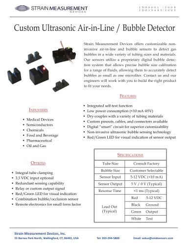 Custom Ultrasonic Bubble Sensor / Air In Line Detector