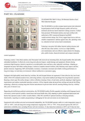 Waterproof 16 keys mini size stainless steel panel mount keypad