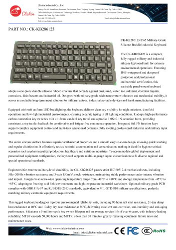 Waterproof Military silicone rubber panel mount keyboard
