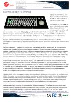 Waterproof Stainless steel panel mount backlight keyboard with integrated 50.0mm trackball mouse with electroplated black surface