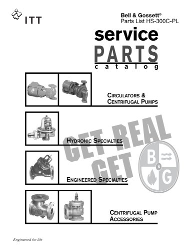 Service Parts Catalog-Hydronic Specialties, Engineereed Specialties, Centrifugal Pump Accessories