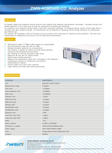 ZWIN-AQMS-400-CO Analyzer