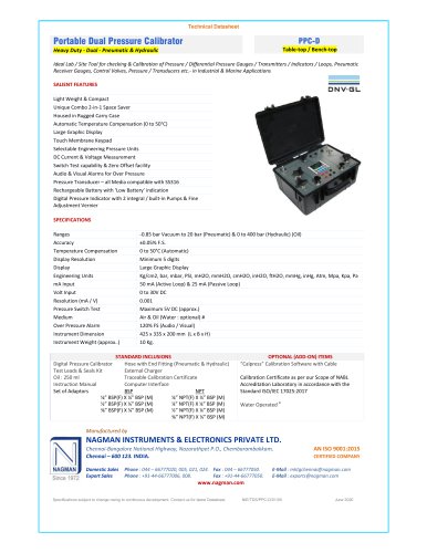 Portable Dual Pressure Calibrator Heavy Duty - Dual - Pneumatic & Hydraulic PPC-D