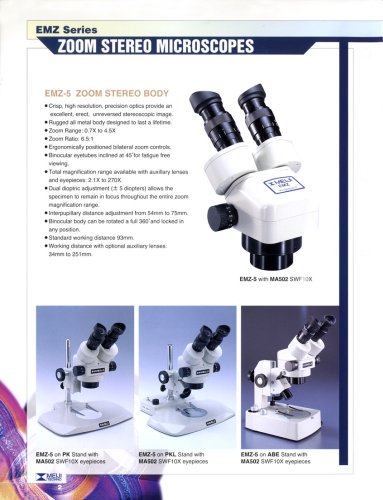 EMZ - Zoom Stereo Microscopes