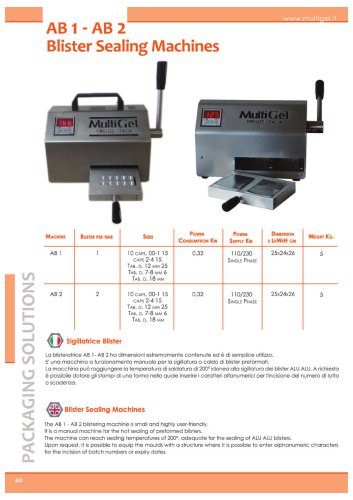 AB 1 - AB 2 Blister Sealing Machines