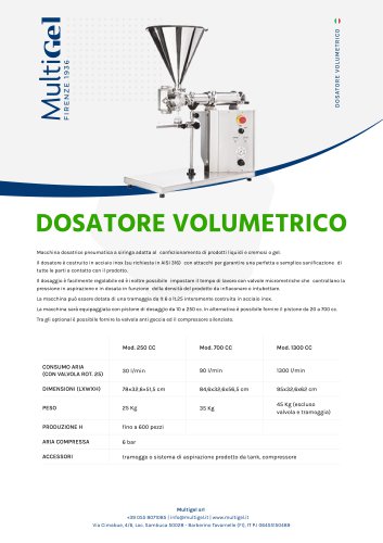 DOSATORE VOLUMETRICO - per liquidi e creme