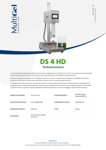 DS 4 HD - Turboemulsore professionale per creme, liquidi e gel