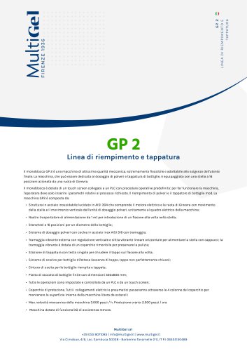 GP 2 - Linea di riempimento e tappatura di flaconi