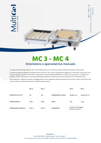 MC 3 - Orientatore manuale professionale per laboratori farmaceutici /  MC 4 - Opercolatrice manuale per capsule