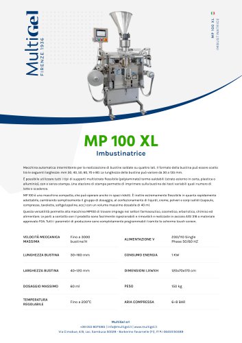 MP 100 XL - Macchina automatica per bustine monodose