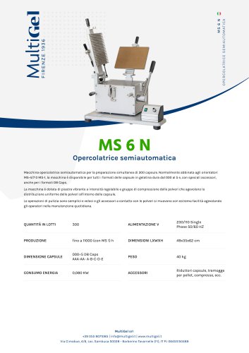 MS 6 N - Opercolatrice capsule semiautomatica