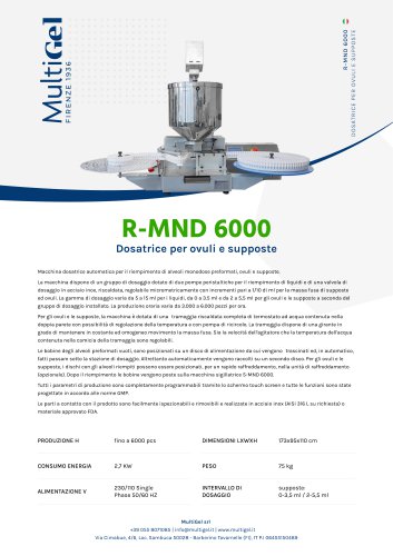 R-MND 6000 - Dosatrice automatica per supposte e ovuli