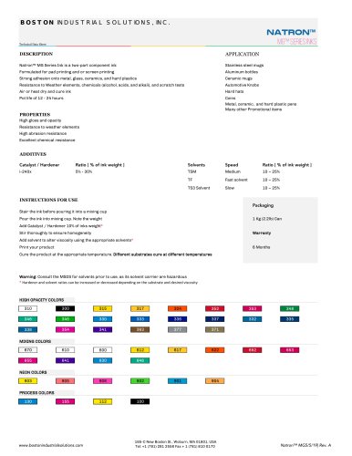 Natron™ MG™ SERIES INKS