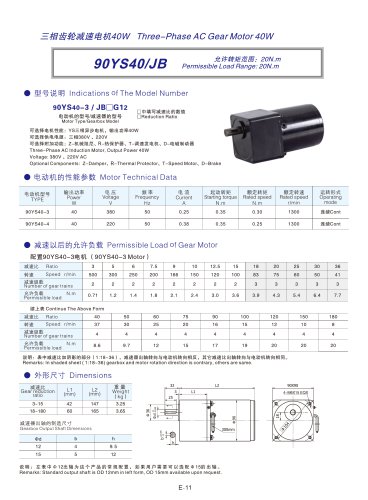 DYD MOTOR_90YS40/JB AC Three-phase Spur Gear Motor