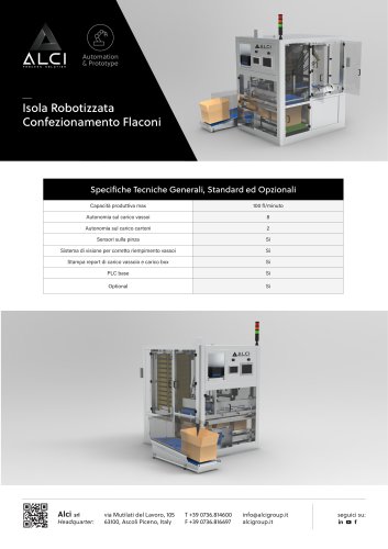 Isola Robotizzata Confezionamento Flaconi