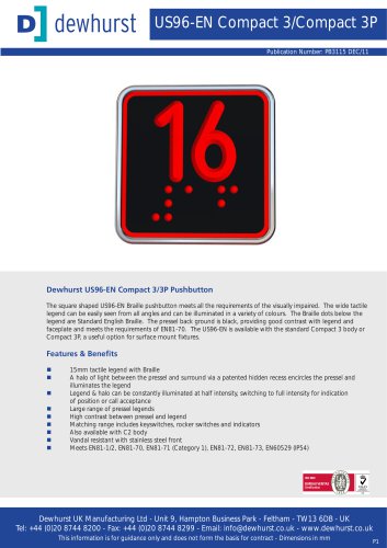 US96-EN C3-C3P Pushbutton