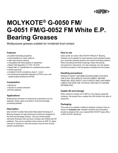 MOLYKOTE® G-0050 FM/ G-0051 FM/G-0052 FM White E.P.