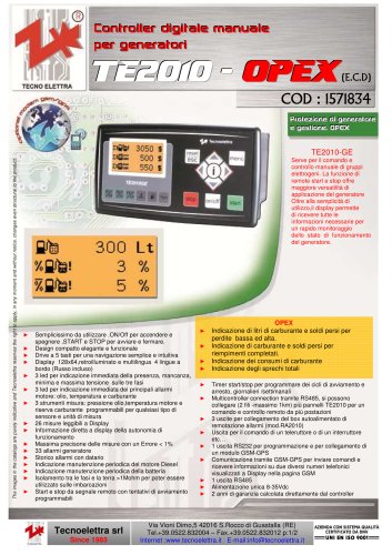 TE2010 - OPEX Controller digitale manuale per genratori