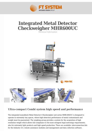 ntegrated Metal Detector Checkweigher MHR600UC