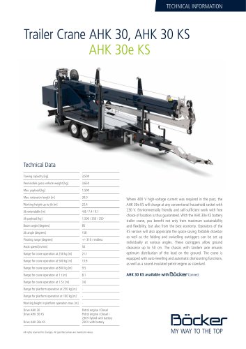 Trailer Crane AHK 30, AHK 30 KS AHK 30e KS