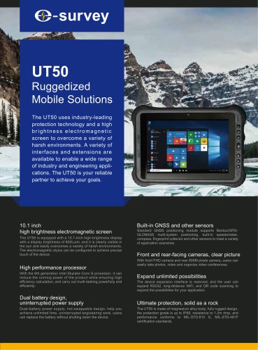 UT50 Ruggedized Mobile Solutions Datasheet