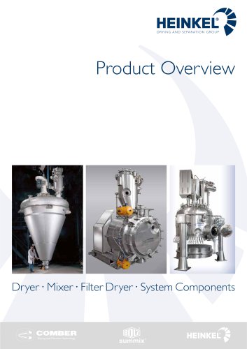 Product overview dryer, mixer, filter dryer, system components