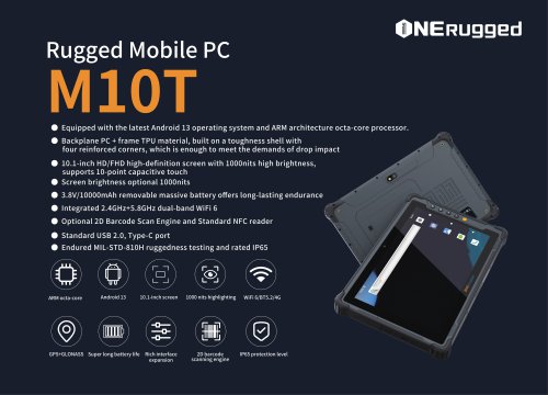 10 inch Rugged Android 13 Tablet ONERugged M10T