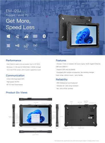 EM-I20J Emdoor Info. 5G 12.2 inch Rugged Tablet 
