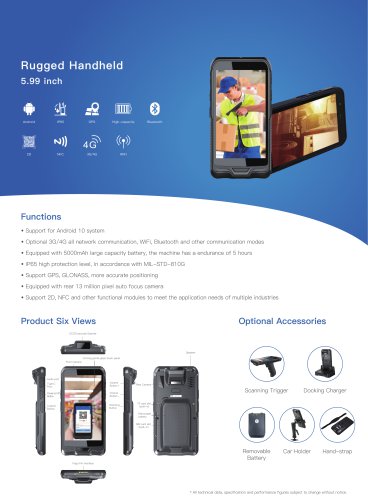 EM-Q66 Rugged Handheld: Unleashing the Power of Android 10 with 3G/4G Connectivity, 5000mAh Battery, IP65 Protection, Advanced Camera, and Multi-Functional Modules