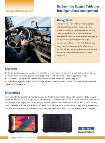 EM-T86 Rugged Tablet: Revolutionizing Intelligent Fleet Management in the Transportation Industry