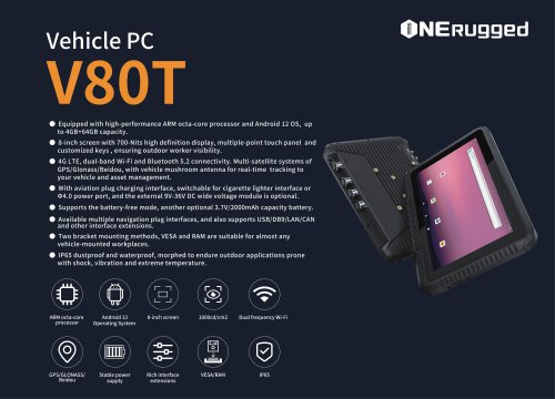 EM-V80T 8 inch Android Vehicle Tablet 