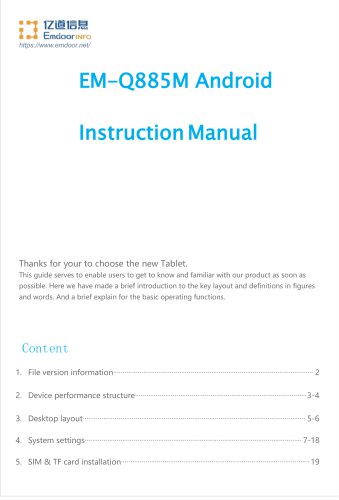 Emdoor Info.EM-Q885M Rugged Tablet PC User Manual