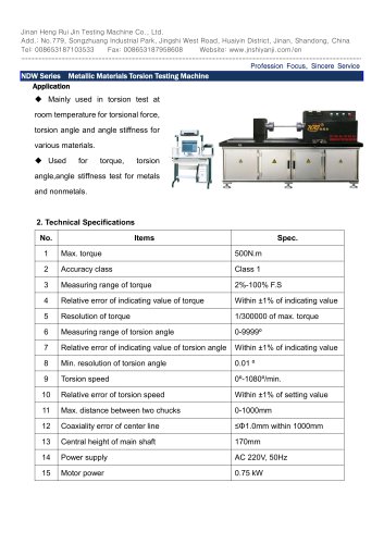 NDW-500 Metallic Materials Torsion Testing Machine