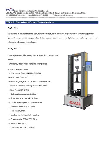 WGP-2A Plasterboard Flexure Testing Machine