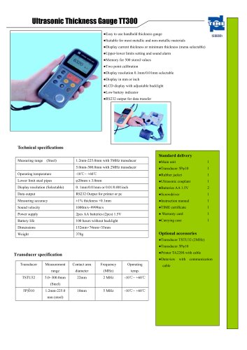 Portable Ultrasonic Thickness Gauge TT300