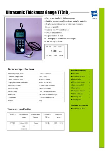 Portable Ultrasonic Thickness Gauge TT310