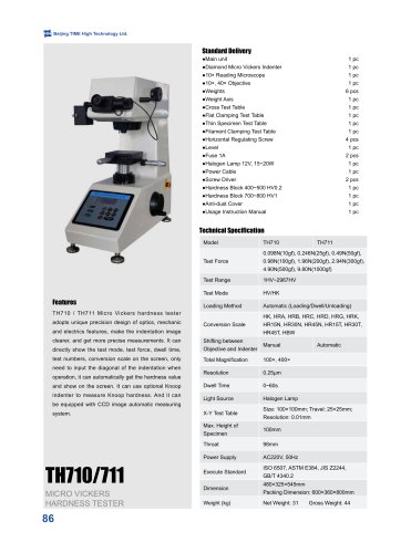 TH710/711 Digital Micro Vickers Hardness Tester