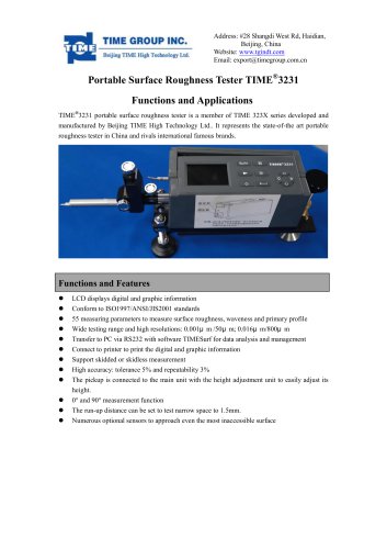 TIME3231 Digital Surface Roughness Tester Functions and Applications