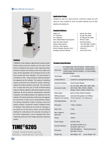 Touch Screen TIME®6205 Three Indenters Digital Brinell Hardness Tester