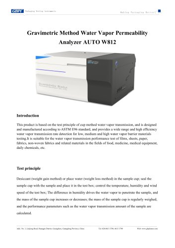 AUTO W812 Gravimetric Method Water Vapor Permeability Analyzer A3(20251119)