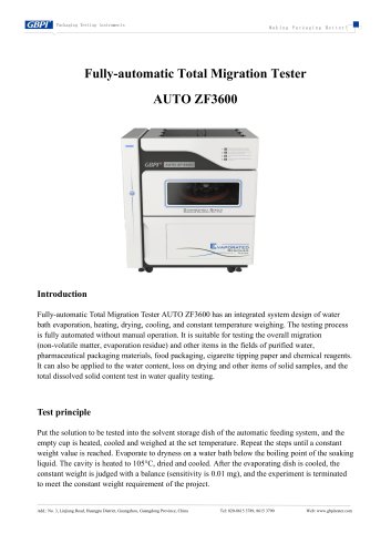 AUTO ZF3600 Fully-automatic Total Migration Tester (20250603)