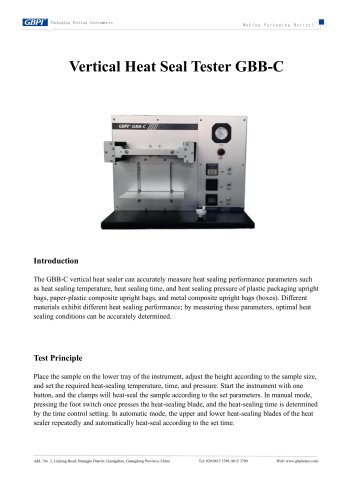 GBB-C Vertical Heat Seal Tester Catalog (20250530)