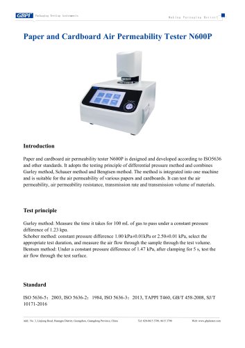 N600P Paper and Cardboard Air Permeability Tester (20250527)