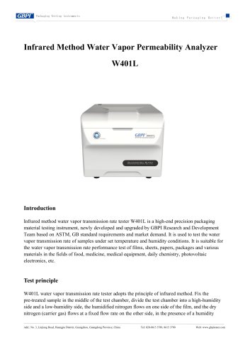 W401L Infrared Method Water Vapor Transmission Rate Tester (20250606)