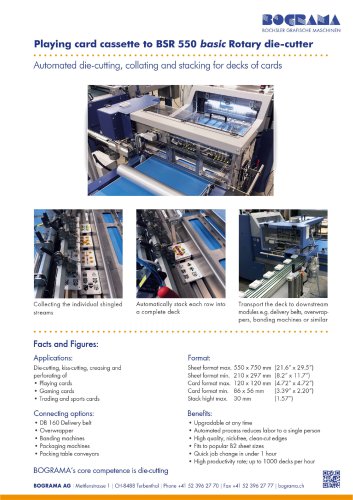 Playing card cassette to BSR 550 basic Rotary die-cutter