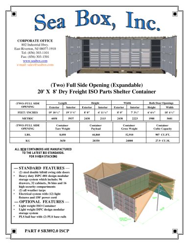 SB3892.0.ISCP 20' Dry Freight ISO Parts Shelter Container, 2-Full Side Opening (Expandable)